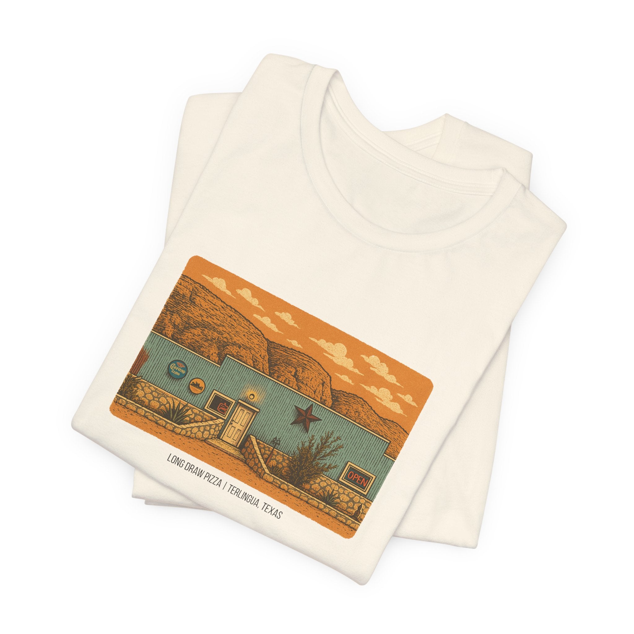 Long Draw Pizza Building T-Shirt, Unisex