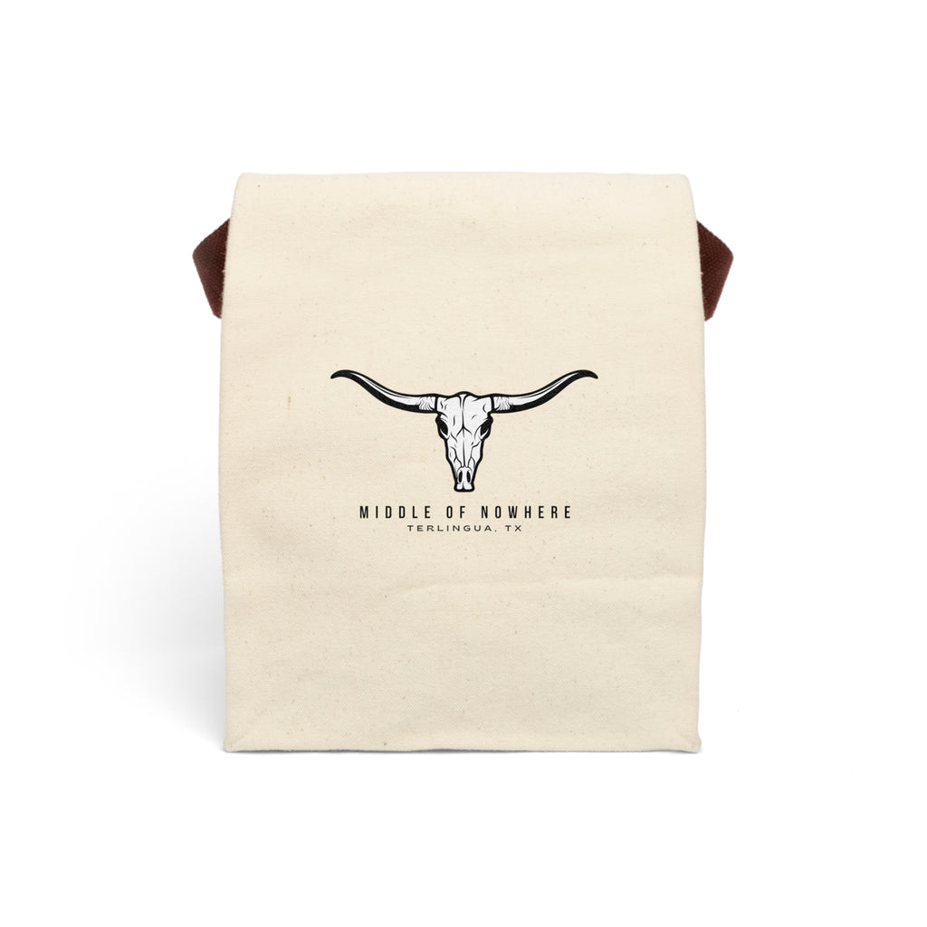 Longhorn Skull “Middle of Nowhere” Terlingua Insulated Tote, Canvas Lunch Bag,