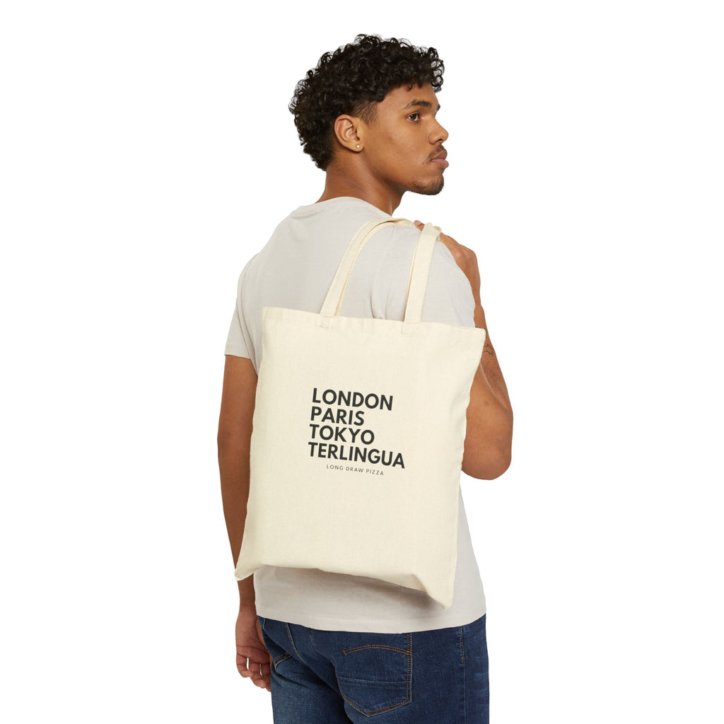 Canvas Tote Bag : 'London Paris Tokyo Terlingua' Travel Market Tote