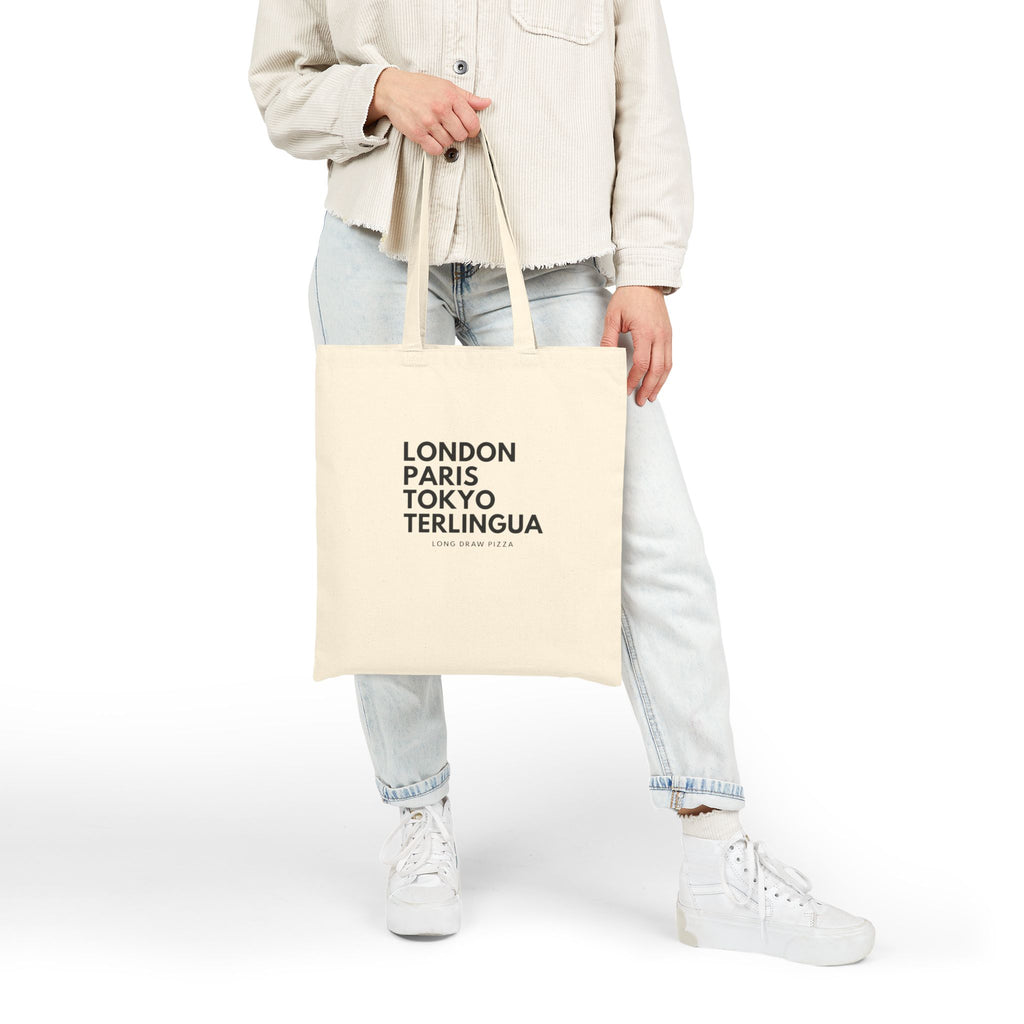 Canvas Tote Bag : 'London Paris Tokyo Terlingua' Travel Market Tote
